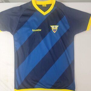 F.E.F Ecuador Jersey Men's Yellow Blue V Neck Short Sleeve Shirt Medium ? READ